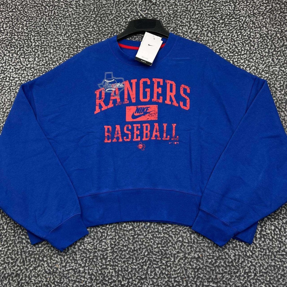 Nike Sweatshirt Women Medium Blue Texas Rangers MLB Pullover Oversized New M